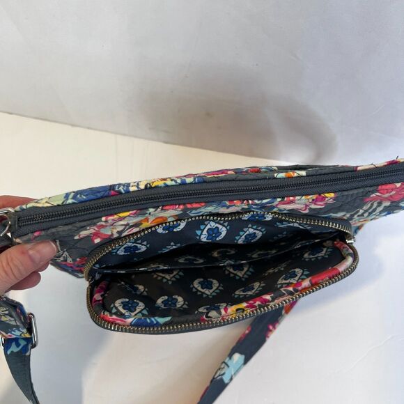 Vera Bradley Little Hipster Crossbody Bag 'Pretty Posies' Quilted Boho Compact - Picture 7 of 11